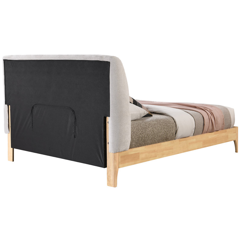 Lit à panneau tapissier Kahler, Grand, Tissu de polyester gris