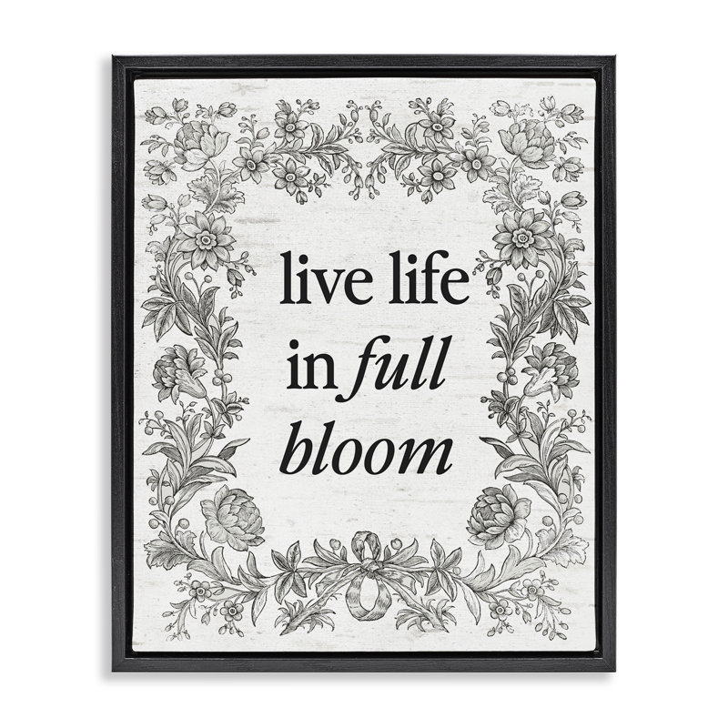 Cadre flottant rétro Life in Full Bloom, design par Lettré et doublé, Cadre flottant noir de jais, H 21 po x l 17 po
