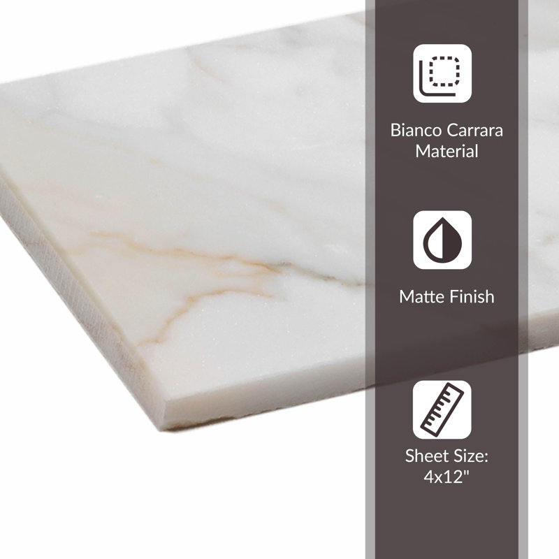 4 x 12 Bardiglio Nuvolato Marble Look Subway Tile