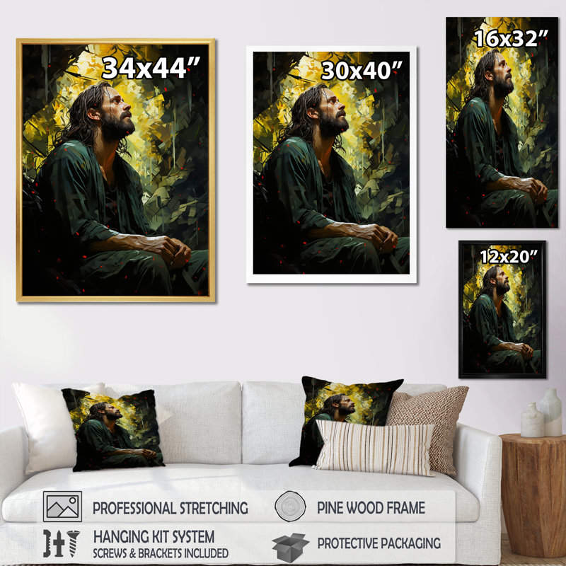 Christianisme Jardin de Gethsémani I sur impression sur toile, Cadre flottant noir, H 32 po x l 24 po