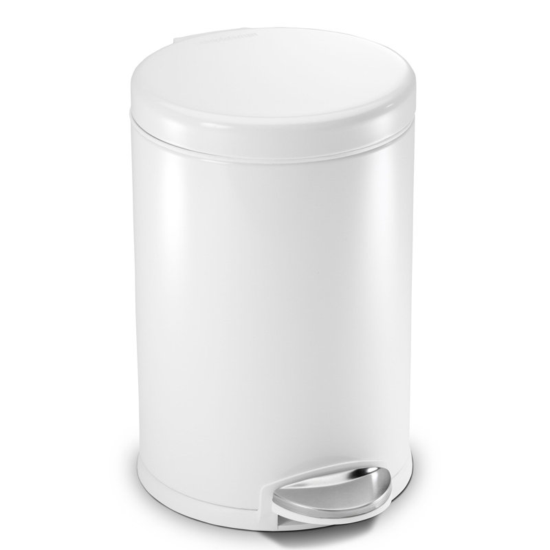 Simplehuman 4.5L Round Bathroom Pedal Bin, White