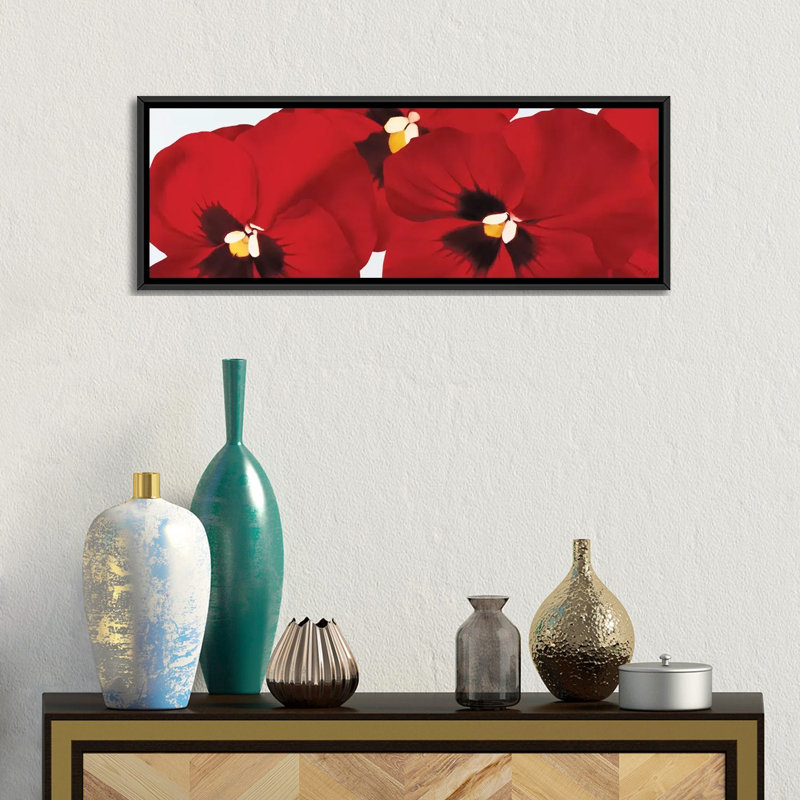 «Red I (Pansies)», impression sur toile, H 12 po x l 36 po x P 1,5 po, Cadre noir