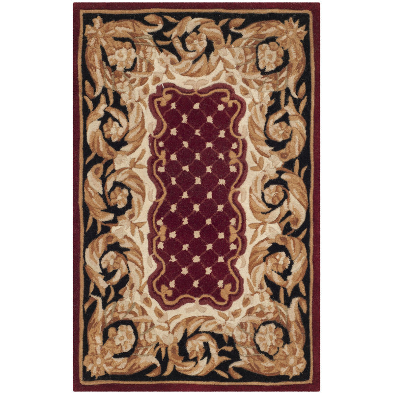 Naples Burgundy and Black Hand-Tufted Wool Rug