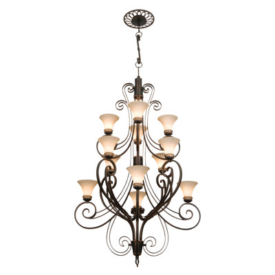 Lustre classique/traditionnel 12 lumières ombrées Mirabelle