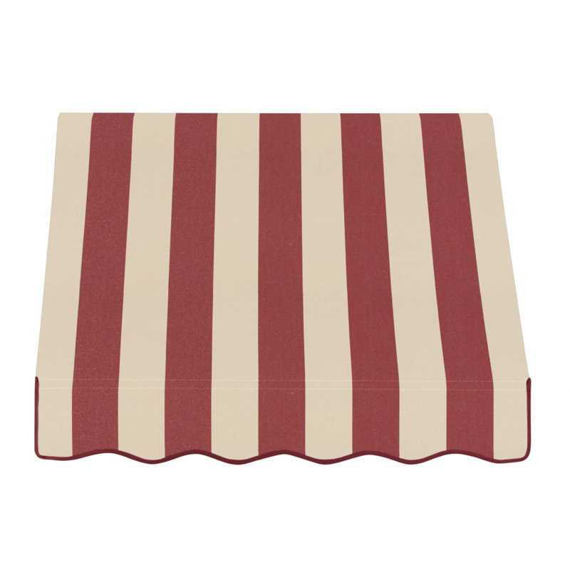 Auvent fixe en tissu acrylique rétro Awntech Dallas, H 16 po x l 40,5 po x P 30 po, Rayures bourgogne / brun clair