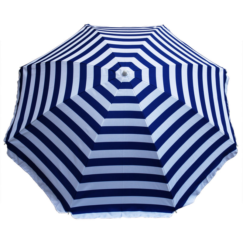 Richard 1.6m Green White Beach Parasol, Blue/White, 130cm H x 180cm W x 180cm D