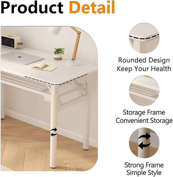 1.5 Inch Small Folding Table With Storage Rack For Small Space,White.