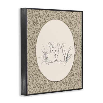 Vintage Baby Bunnies Framed Giclee, design by Ramona Murdock