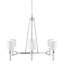 Lustre en chrome 6 lumières avec abat-jour cylindrique en tissu chromé