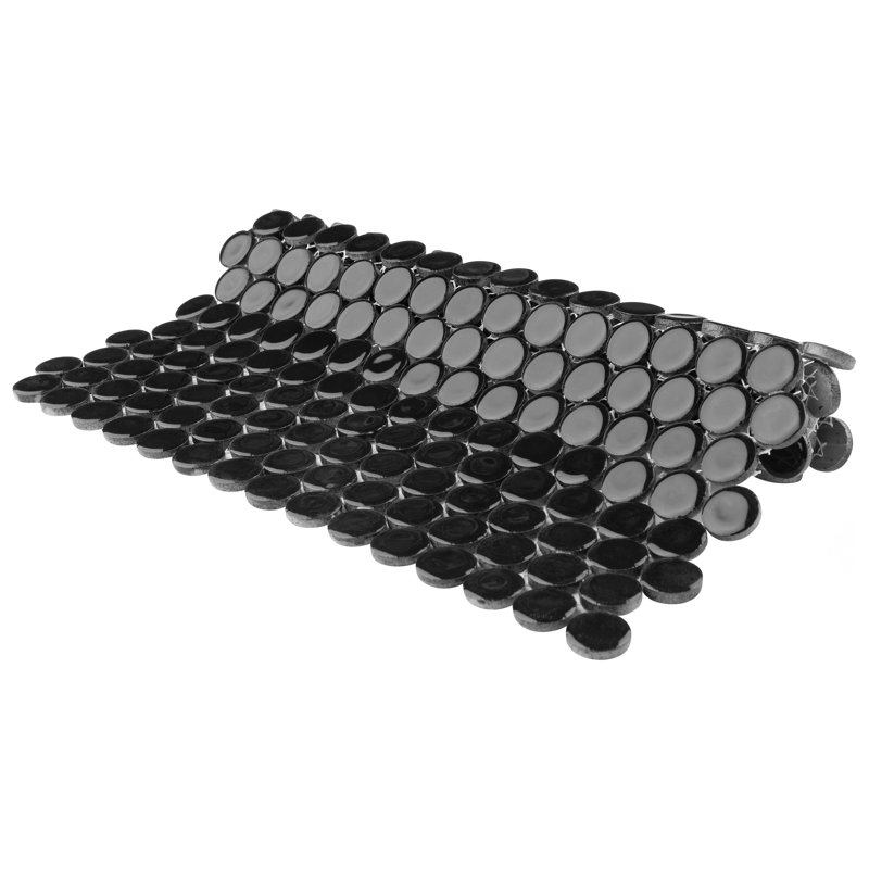 Hudson Penny Round .80" x .80" Porcelain Penny Round Mosaic Wall & Floor Tile, Black