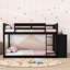 Lit superposé multifonctionnel en bois avec tiroirs et tablettes de rangement-726015994-726015988