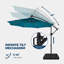 Parasol en porte-à-faux de 120 po, parasol de patio suspendu décalé de 10 pi avec 32 lumières DEL et inclinaison facile, abat-jour de parasol extérieur commercial pour la cour, la piscine, la plage et le jardin-2019512940