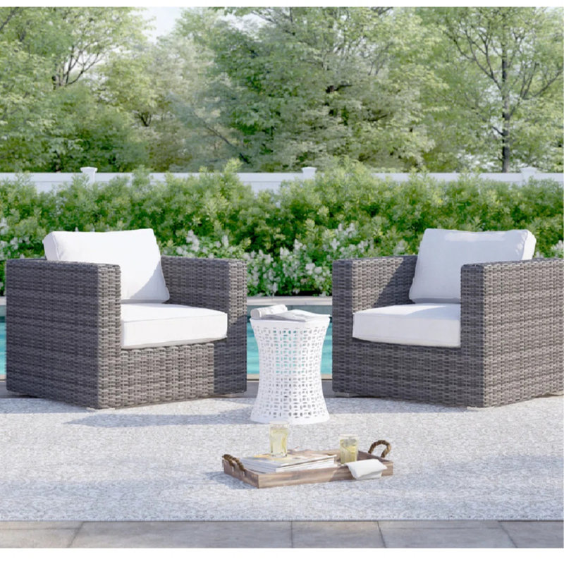 Ensemble de 2 fauteuils d'extérieur avec coussins entièrement assemblés