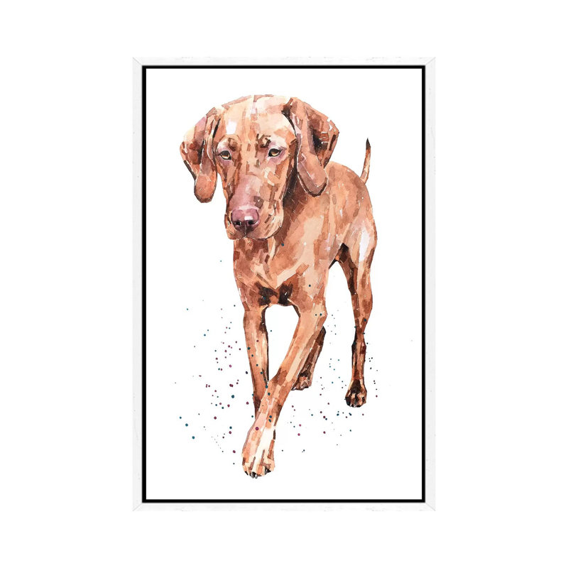 Best Foot Forward Vizsla - Painting on Canvas, White Framed, 66.04 cm H x 45.72 cm W