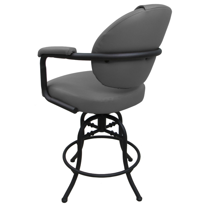 Siyao Swivel Upholstered Counter Stool with Metal Frame, Gray, Counter Stool (26" Seat Height)