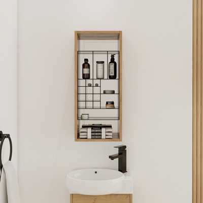 Armoire de rangement murale 12 po, armoire de salle de bain miroir avec rangement, contreplaqué