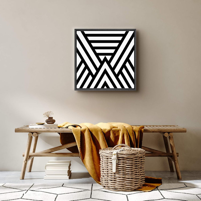 «Illusion d’optique 3D», dessin au trait abstrait, formes abstraites et minimalistes, impression dramatique sur toile, Noir