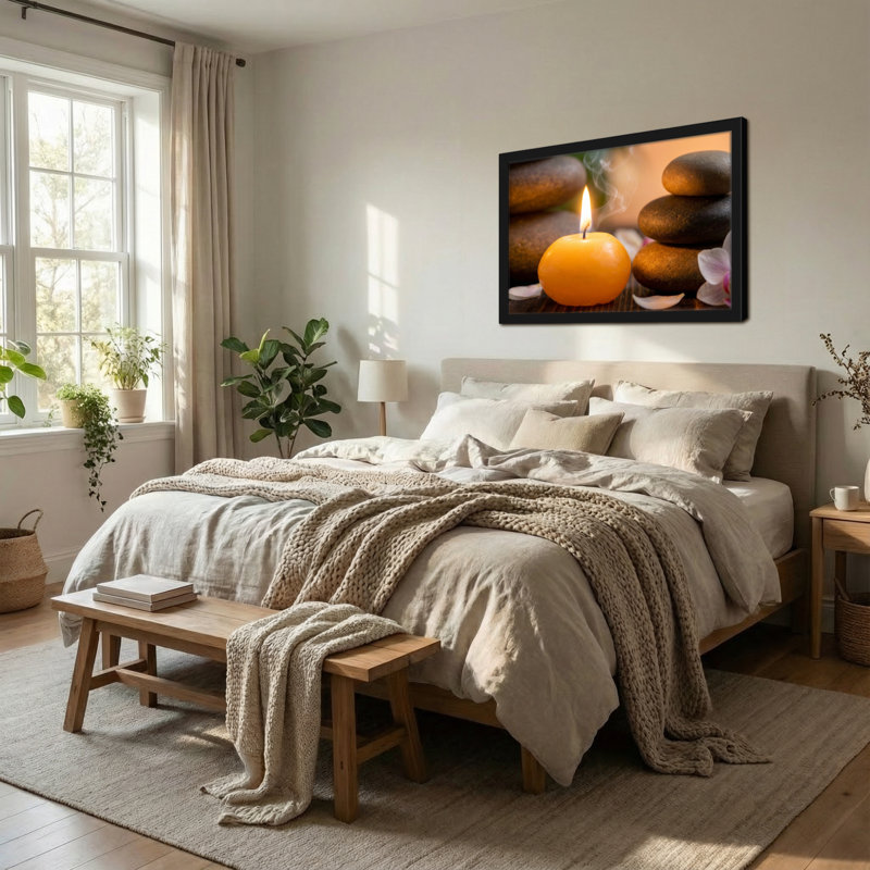 Bougie Fashion Pierres Fleur Fumée Calme Sérénité Détente, H 16 po x l 24 po