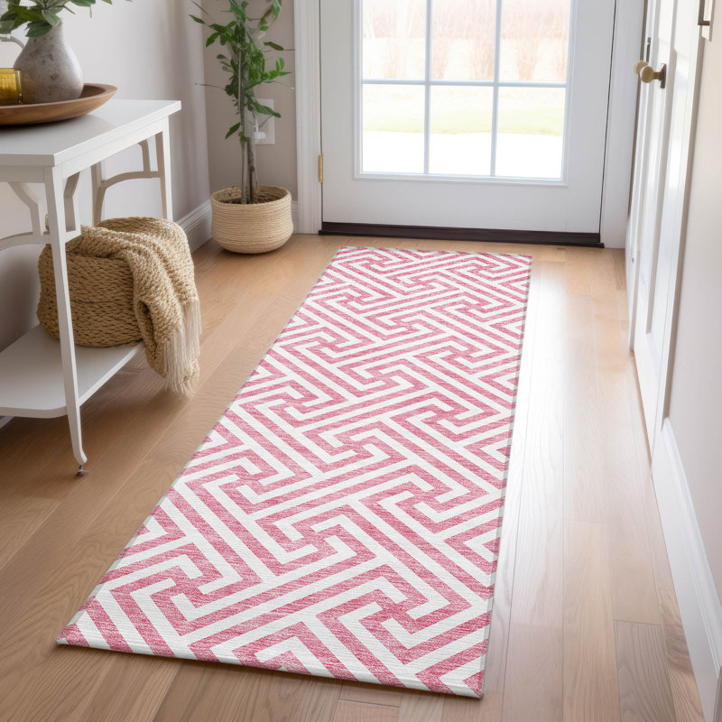 Washable Geometric Indoor / Outdoor Rug, Runner 2'3" x 7'6"