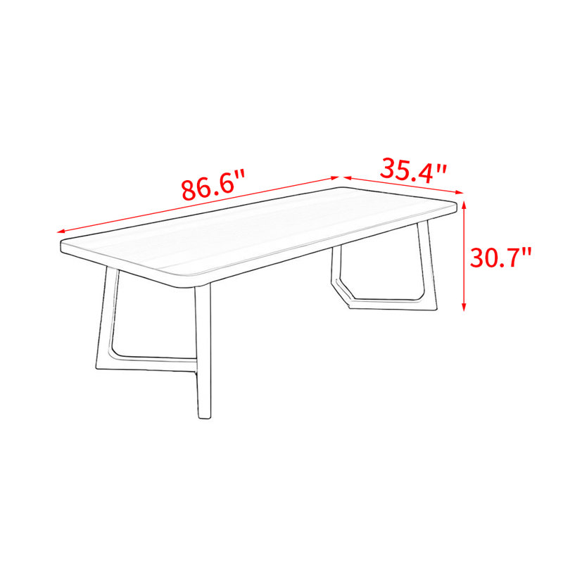 Table de salle à manger Rahaf, H 30,7 po x L 86,6 po x l 35,4 po
