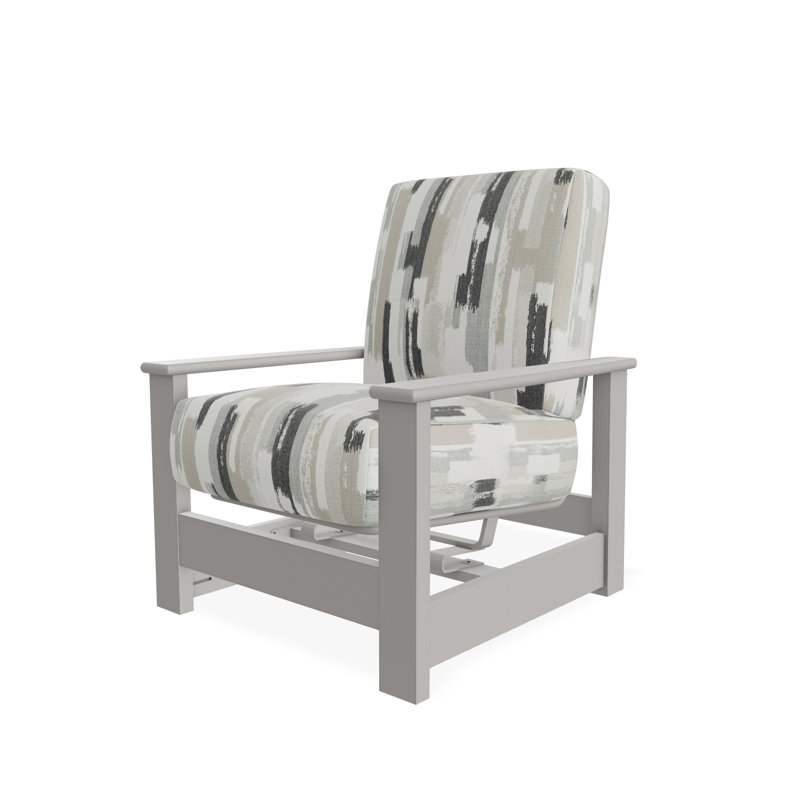 Leeward Marine Grade Polymer Deep Seating Cushion Arm Chair with Hidden Motion, Warm Gray, Dreamscape Seaglass