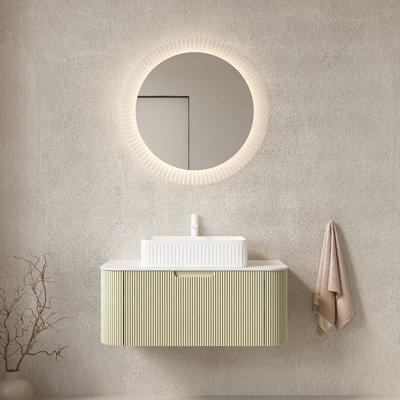 Meuble-lavabo mural avec lavabo, conception flottante, rangement de tiroir, pré-assemblé, idéal pour les salles de bain modernes