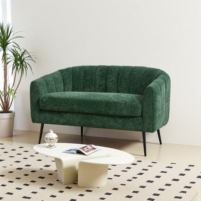 Petit canapé-lit en chenille de 50 po de largeur avec pieds en métal pour petits espaces, Vert