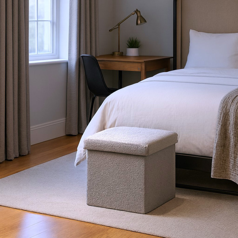 Repose-pieds avec rangement 12 "Grey Boucle Cube