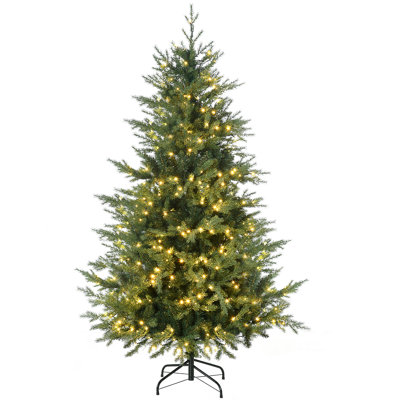 Arbre de Noël artificiel pré-éclairé HOMcom 6 pi: 2328 branches, 400 lumières DEL, ouverture automatique