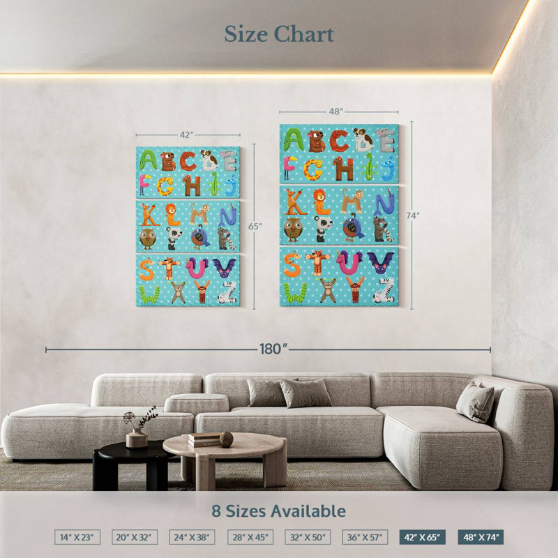 Animal Shaped Alphabet, 74" H x 48" W