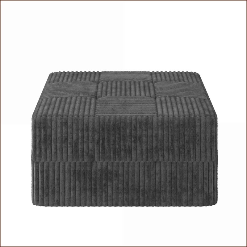 Ottoman Modern Minimalist Sectional Sleeper Sofa Corduroy Couch – Space-Efficient for Living Room/Bedroom | Charcoal Gray | Foam Cushions