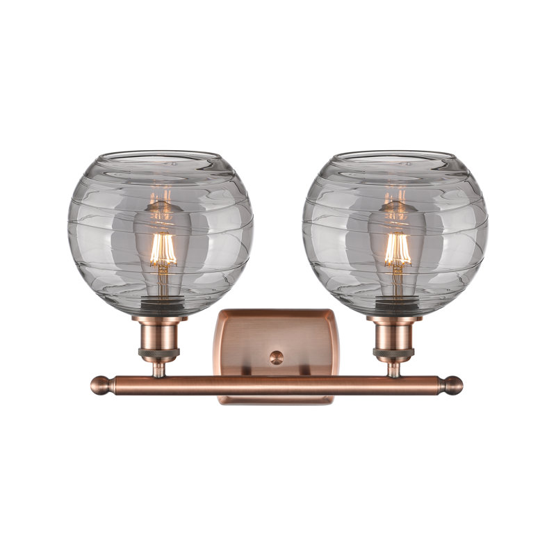 Éclairage pour meuble-lavabo à 2 lumières à intensité variable Halvorson, Cuivre antique, Ampoule non incluse