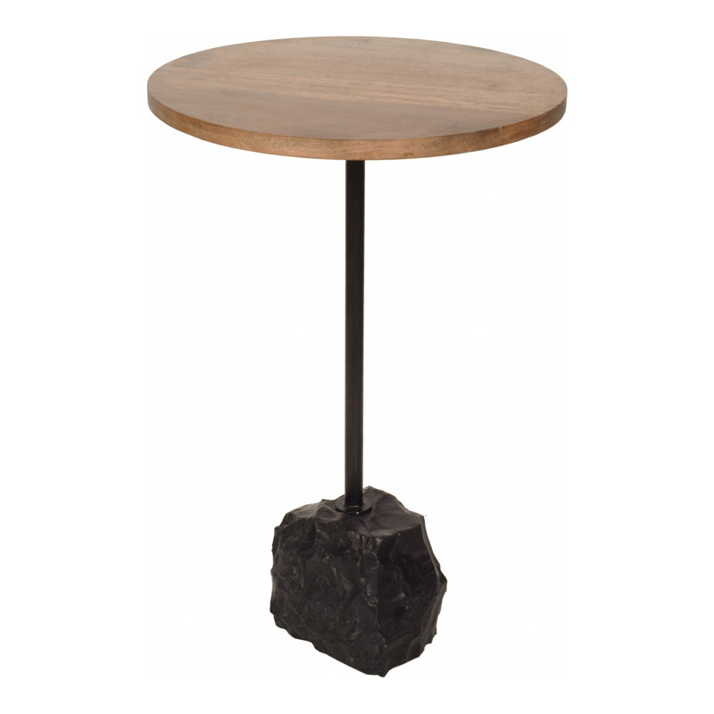 Solid Wood End Table, Black, Natural
