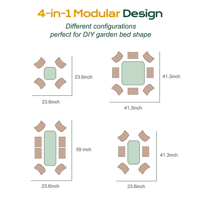Lit de jardin surélevé en métal 5 pi x 2 pi Adker, Beige