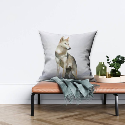 Wolf - 26"x26" Throw pillow cover - Poly twill - Print on demand