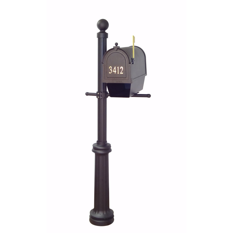 Berkshire Curbside Mailbox with Front Address Numbers with Fresno Post Included