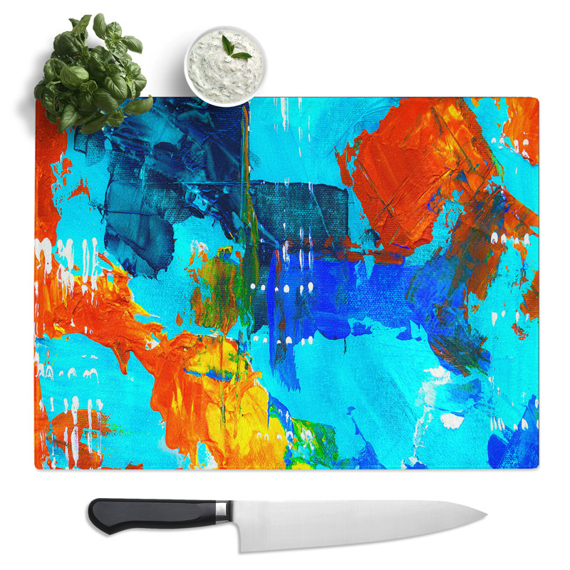 Abstract Art Painting Vol.244 By S.Johnson  Glass Chopping Board