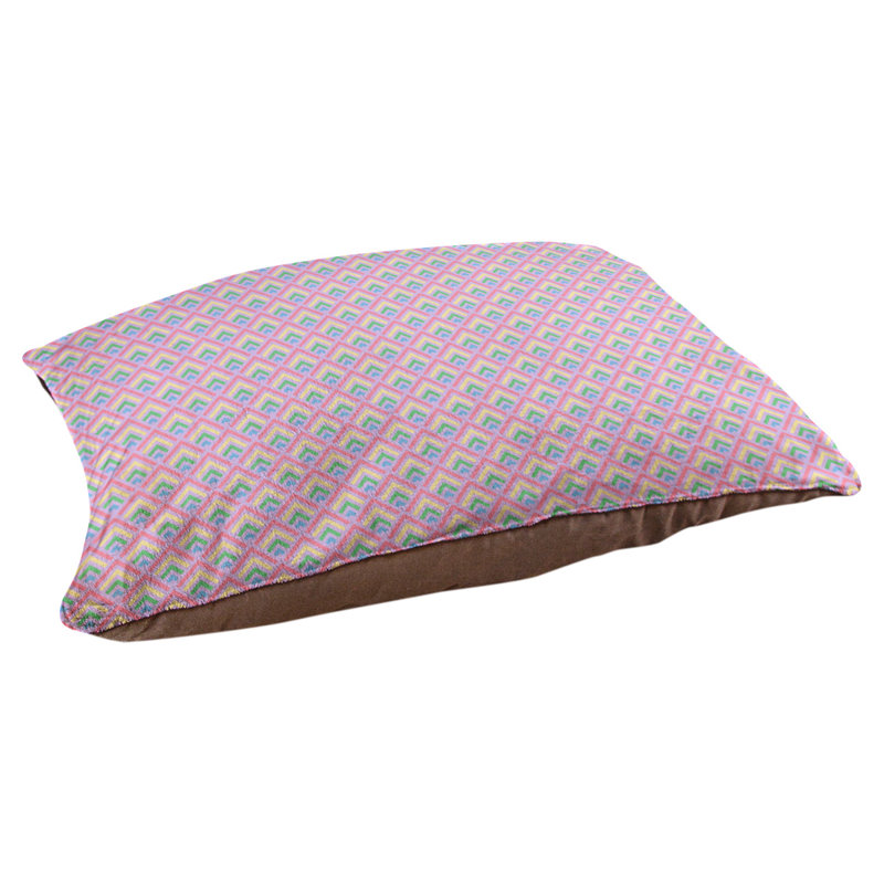 Coussin d'extérieur pour chien Campion, Très grand (l 52 po x P 42 po x H 17 po), Mauve / Jaune / Vert