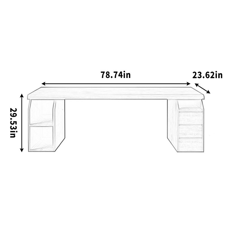 Tiroirs de rangement en pin massif, H 29,53 po x l 78,74 po x P 23,62 po