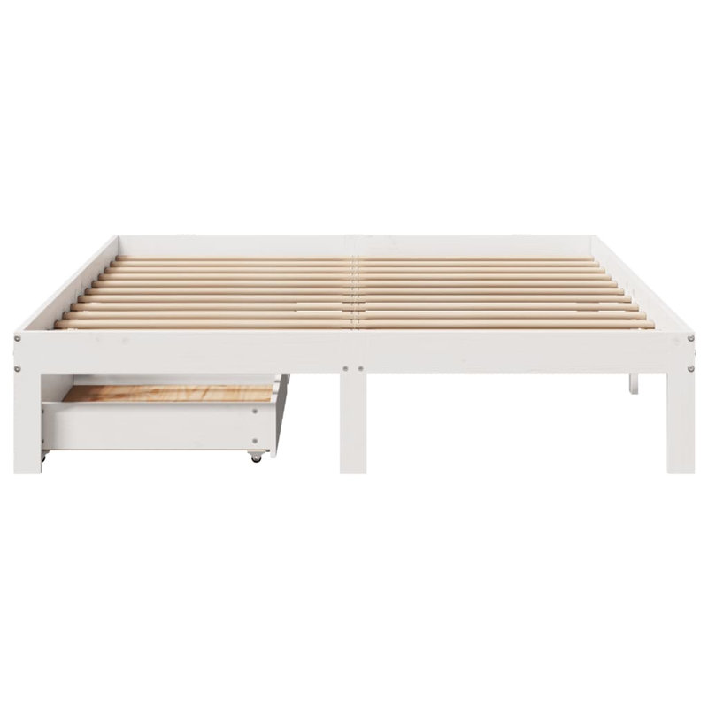 Abrianne Solid Wood Storage Bed, 30cm H x 203.5cm W x 123.5cm D, White