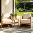 Buie 3 - Piece Acacia Wood Patio Outdoor Conversation Set With Cream Cushions