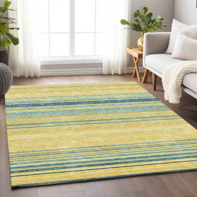 Tapis jaune Prisco lavable à la machine de qualité supérieure