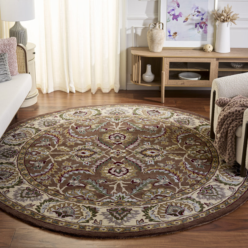 Tapis oriental en laine touffeté à la main Balthrop, Rond 8 pi