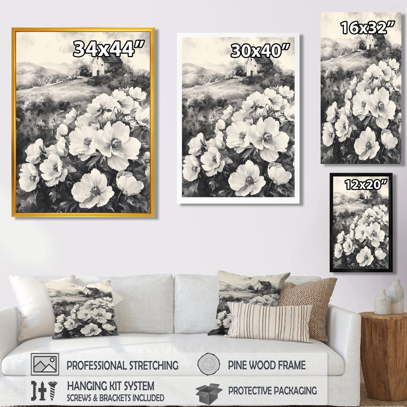 Eiland - Salon d'art mural floral, Argent argent, H 40 po x l 30 po, Reproduction encadrée d'une seule photo