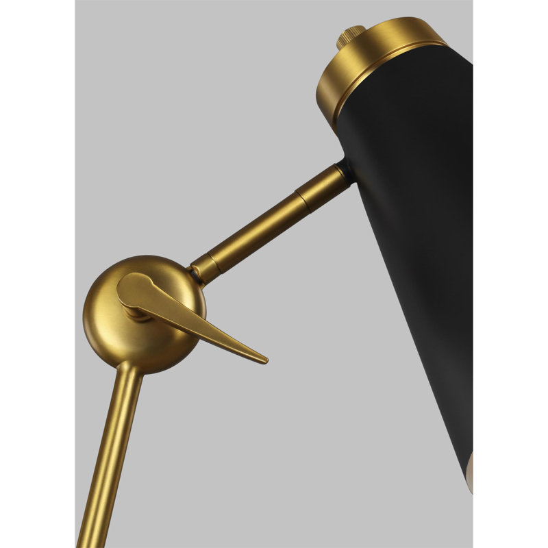 Adjustable Burnished Brass and Black Desk Lamp