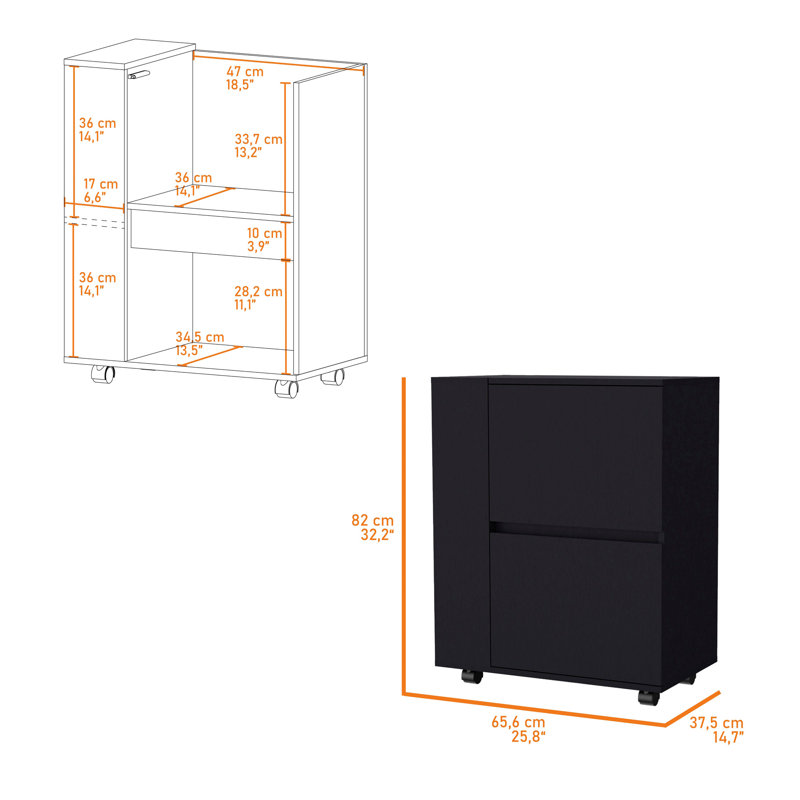Versatile Bar Cart With Stylish Design And Practical Storage, Black