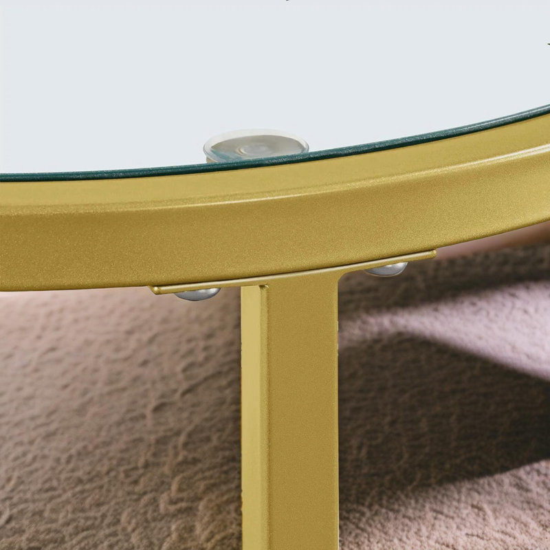 Nest of Gold Glass Round Side Tables, End Table Set, Glass Nesting Tables , Living Room Furniture
