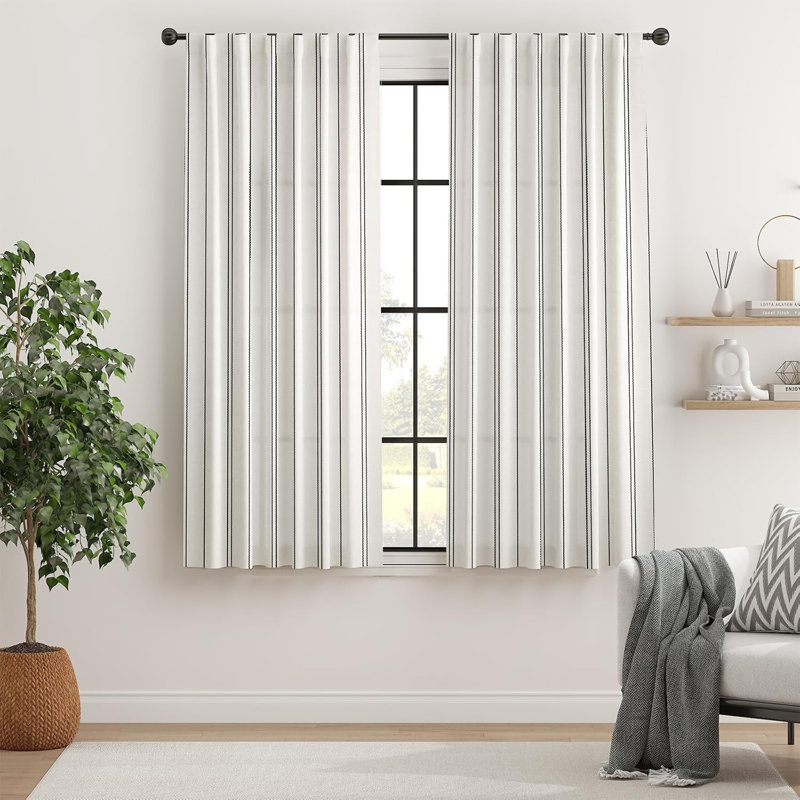 Curtains for Living Room Bedroom, 50" W x 63" L, Black/White Striped