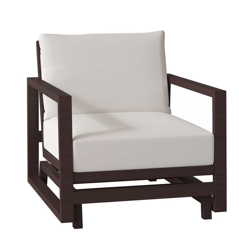 Avondale Patio Lounge Chair with Cushions, Welt + Standard Fill, Natural White, Oak