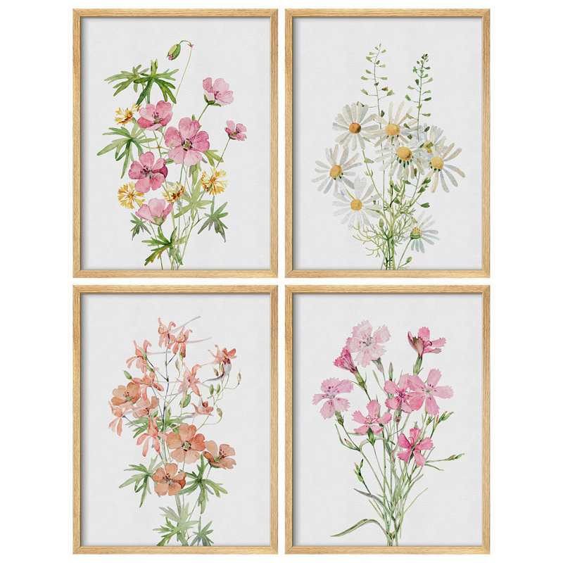 «Daisies Wildflowers», œuvre d'art moderne, affiches encadrées, salle de bain, Naturel, H 16 po x l 12 po